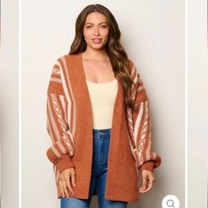 NWOT Cozy Brown Striped Cardigan